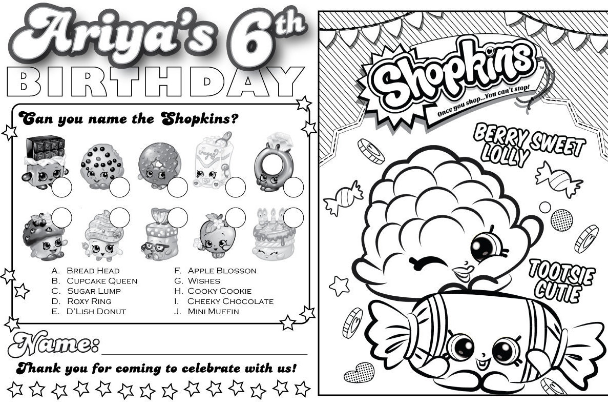 X personalized shopkins placemats