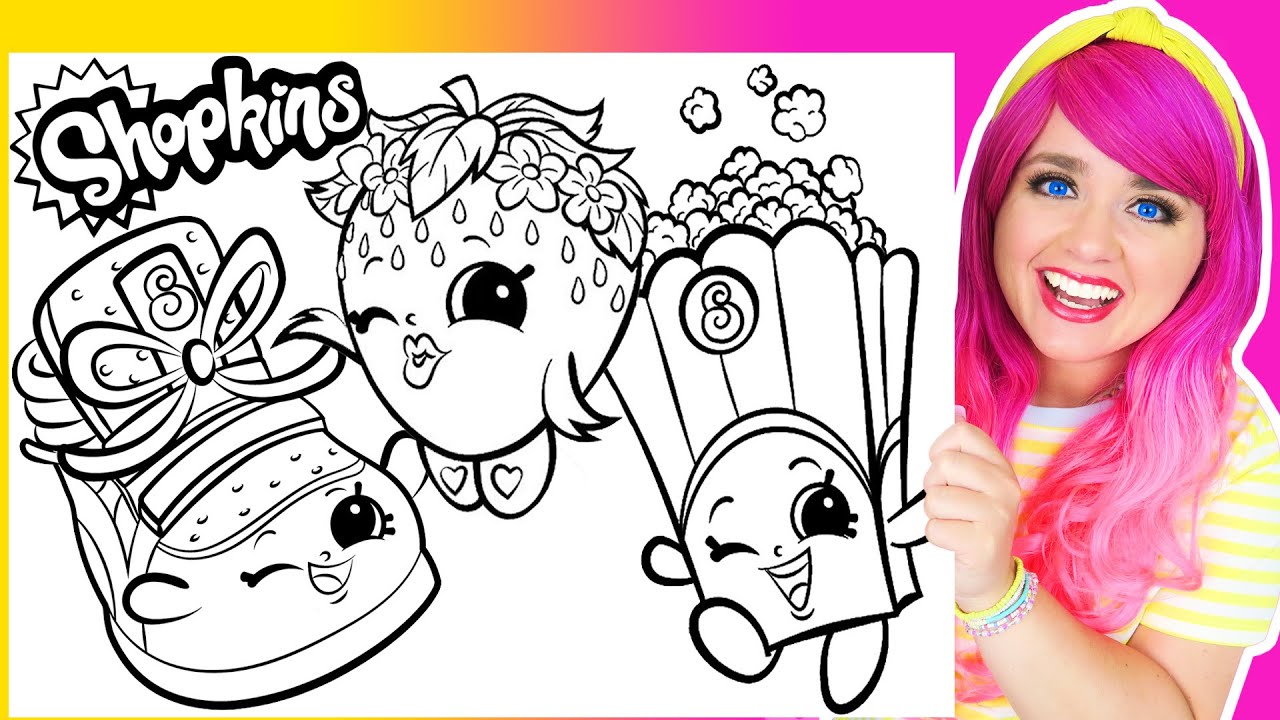 Coloring shopkins strawberry kiss sneaky wedge poppy corn coloring pages arkers pencils