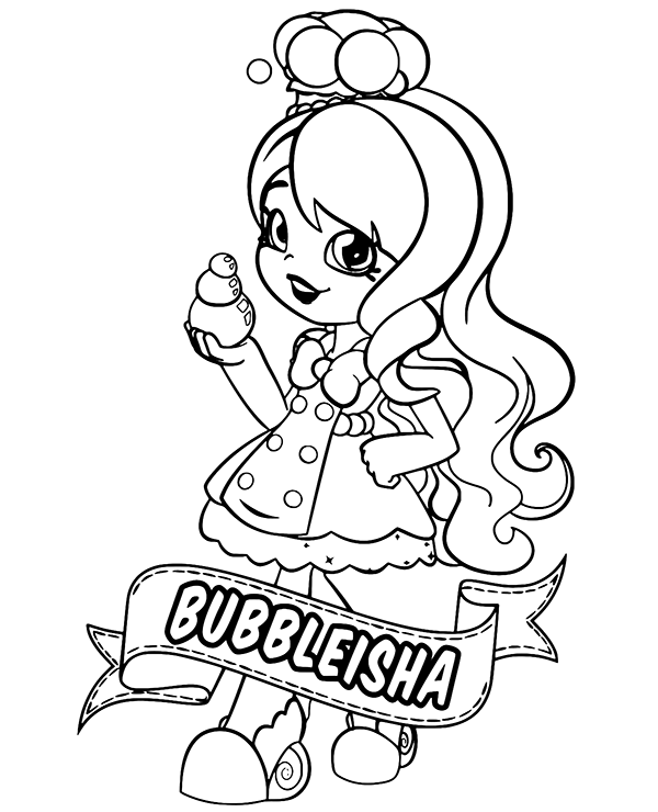 Shoppie bubbleisha coloring page to print