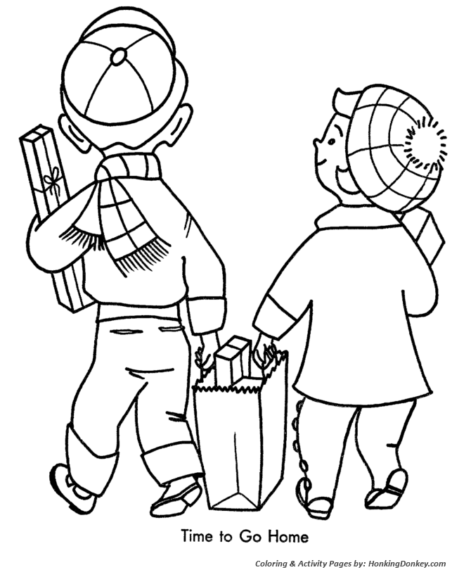 Christmas shopping coloring pages