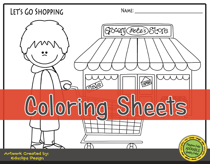 Lets go shopping activity worksheets for preschool