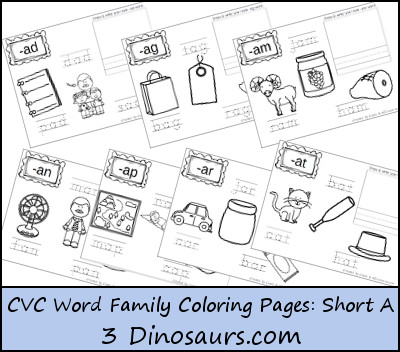 Free cvc coloring pages short vowel a