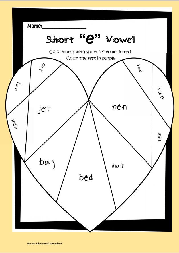 Mon core short e vowel coloring page vowel short e educational worksheets
