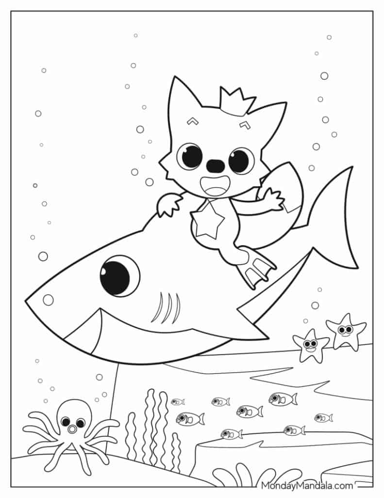 Baby shark coloring pages free pdf printables