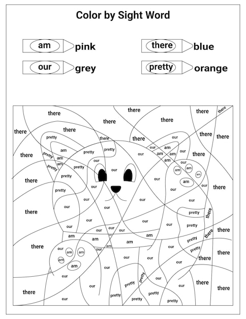 Premium vector sight words coloring pages educational worksheet for preschool and primary school learning coloring