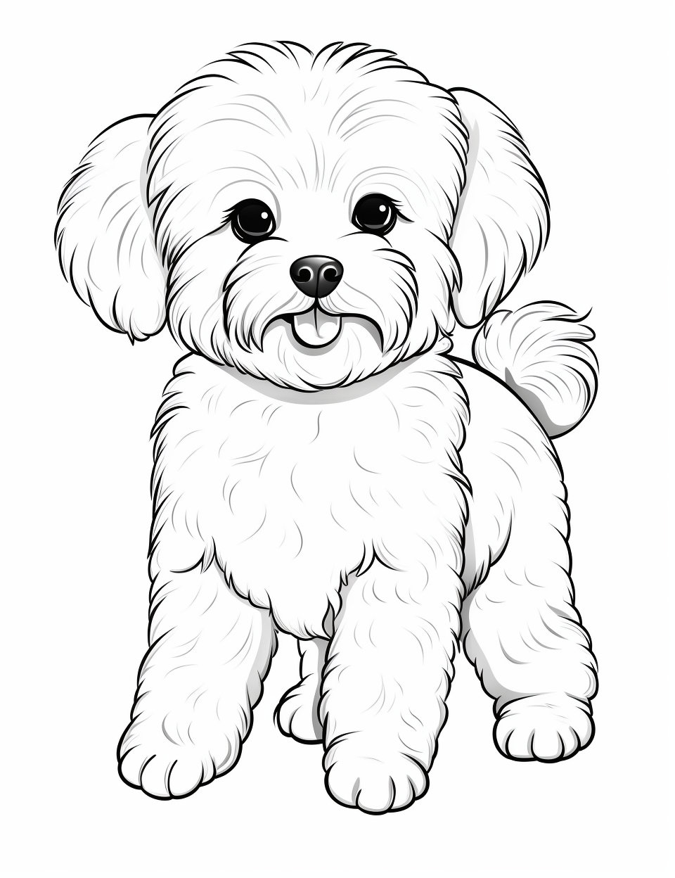 Bichon frise dog coloring page dog portrait printable coloring page coloring for adults and kids png instant download mercial use