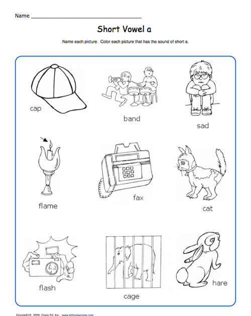 School express short vowel worksheet education world