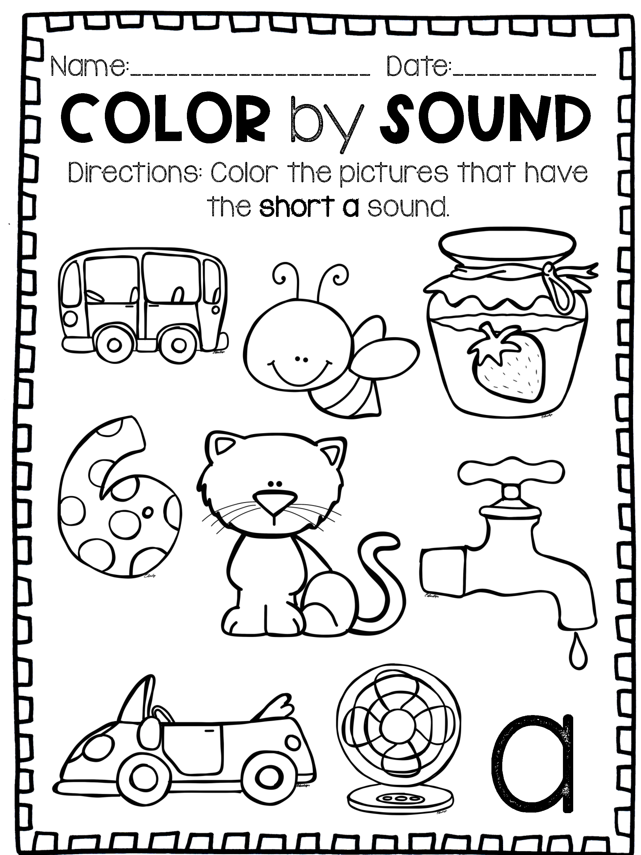 Color by code short vowel sound