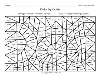 Long and short vowel sounds coloring page first grade phonics teaching writing vowel activities