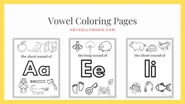 Free printable vowel coloring pages with short and long sounds