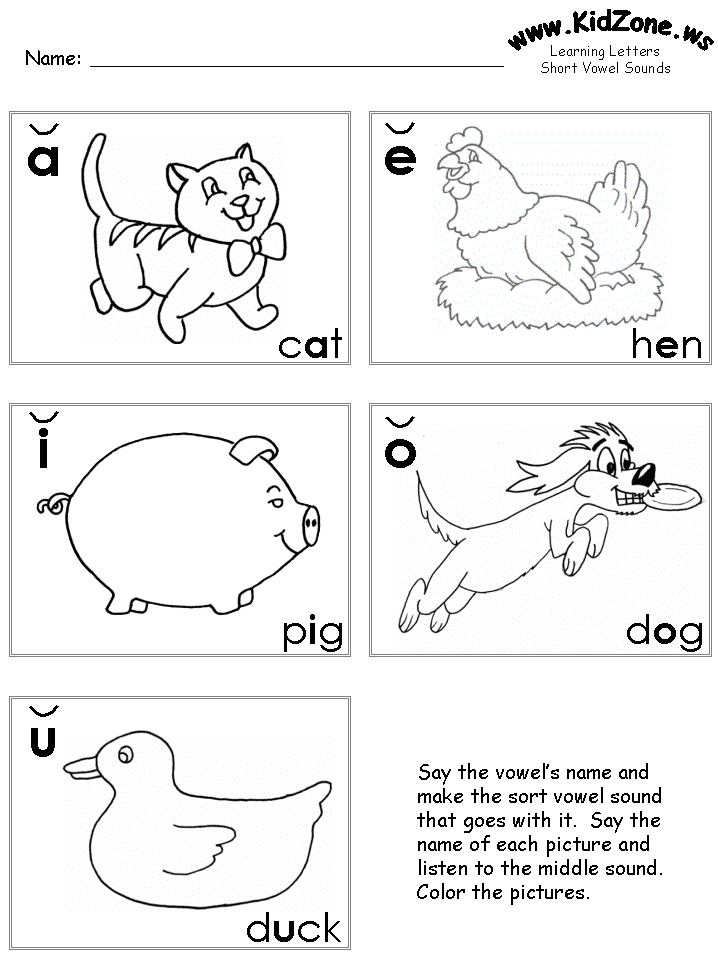 Short vowels review worksheets