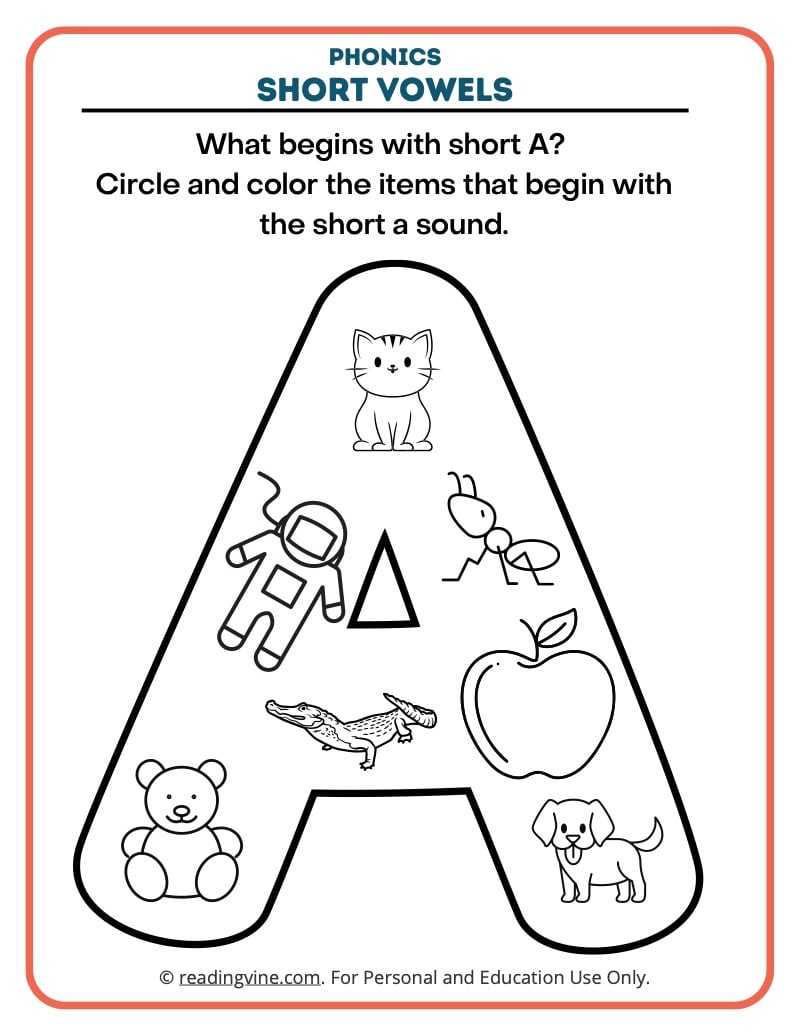 Short vowel worksheets