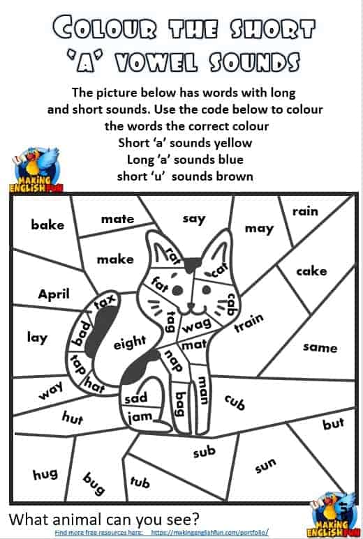 Short vowel colouring worksheets editable templatesmaking english fun