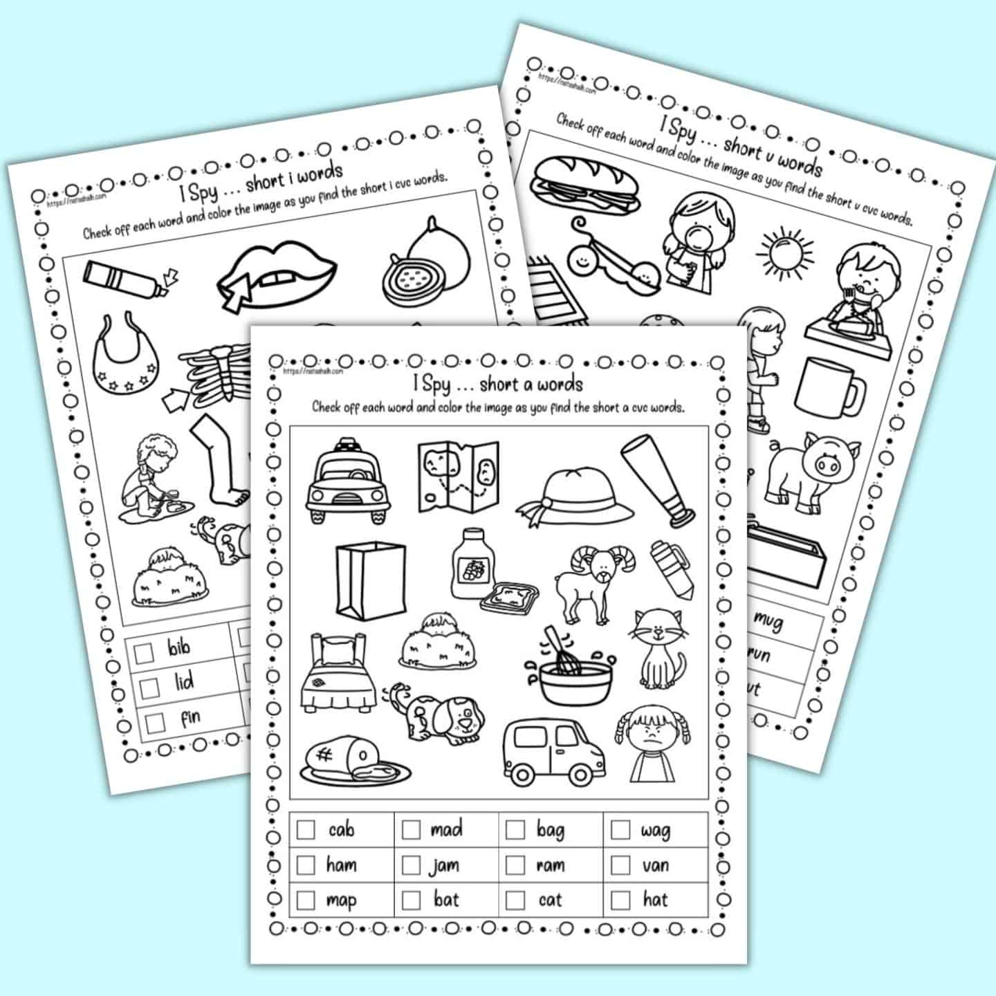 Free printable cvc word i spy worksheets