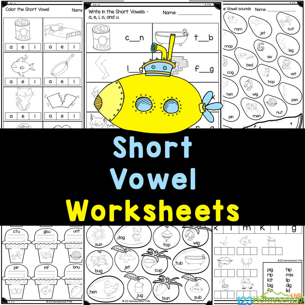 Free printable short vowel worksheets for pre