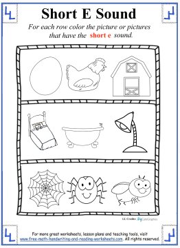 Short e worksheets and activities