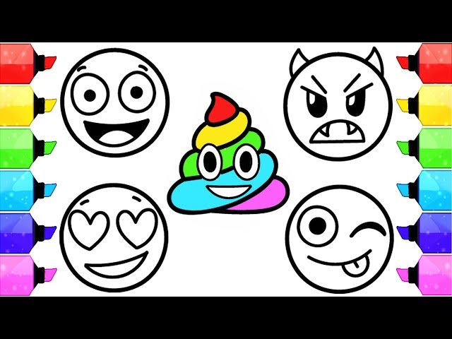 Emoji coloring pages how to draw and color emoji faces coloring book learn colors