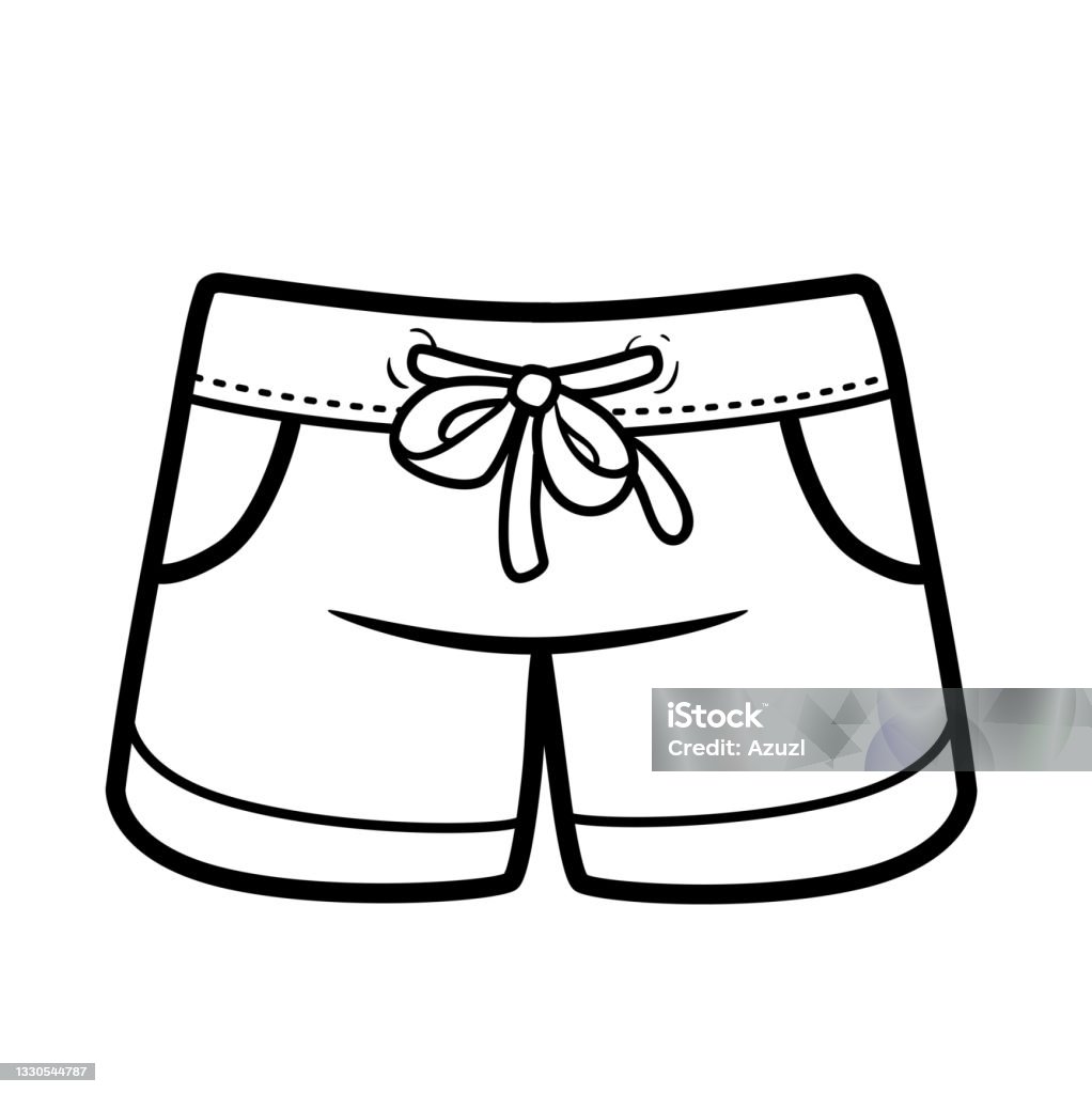 Sports short shorts for girls outline for coloring on a white background stock illustration