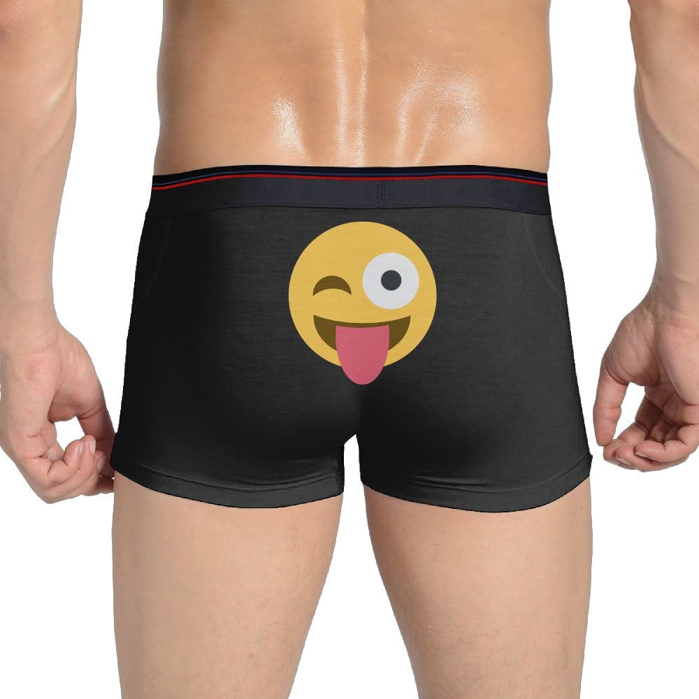 Smiley happy face funny emoji humor sport underwear stretch boxer brief men black clothing shoes jewelry