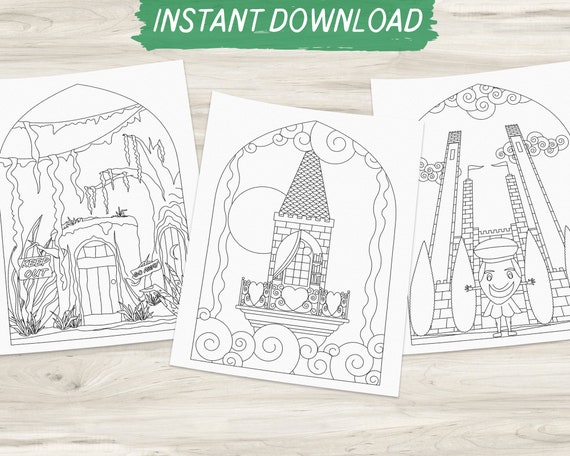 Shrek inspired coloring page bundle broadway coloring page instant download pdf fairytale fiona far far away download now