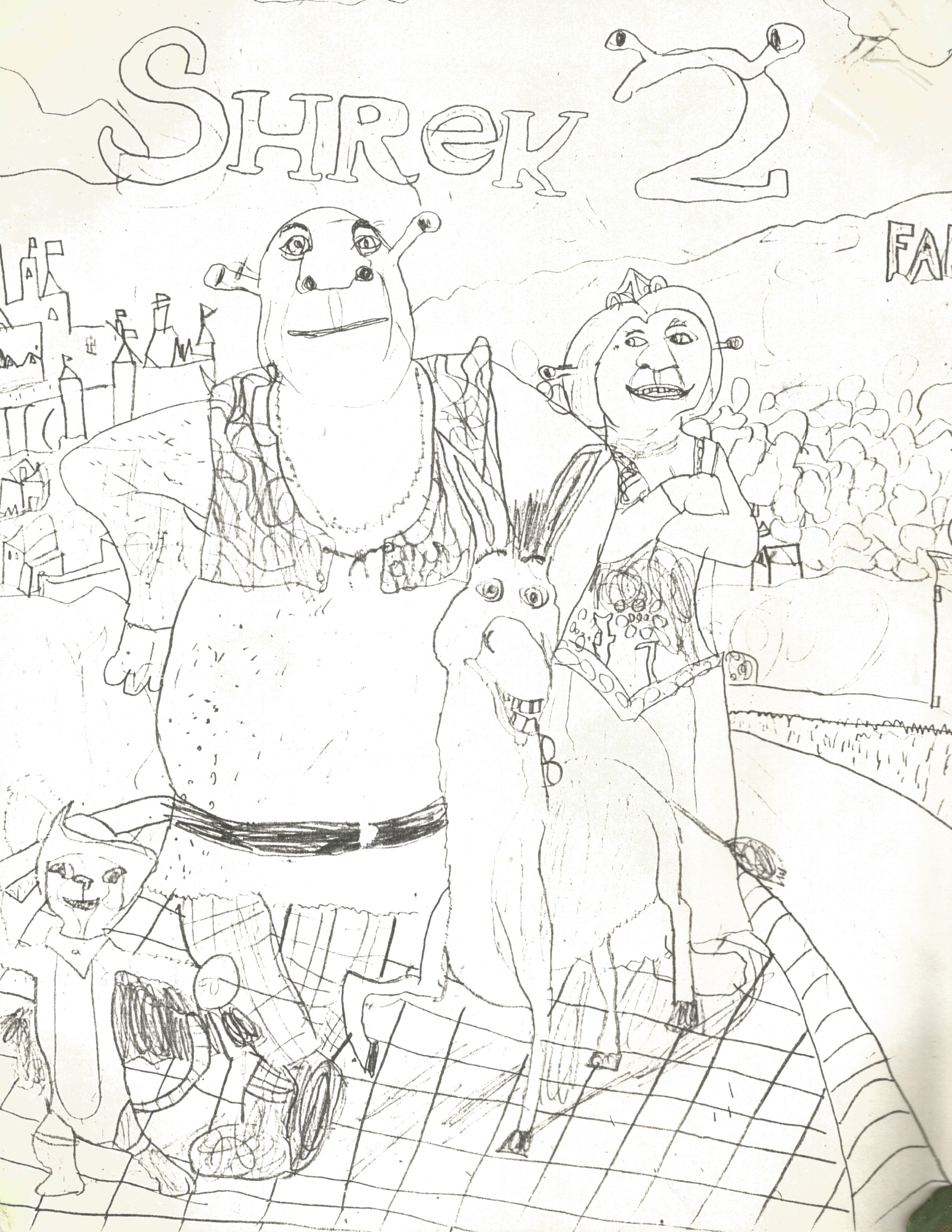 Old drawing shrek dvd cover by jaccol on