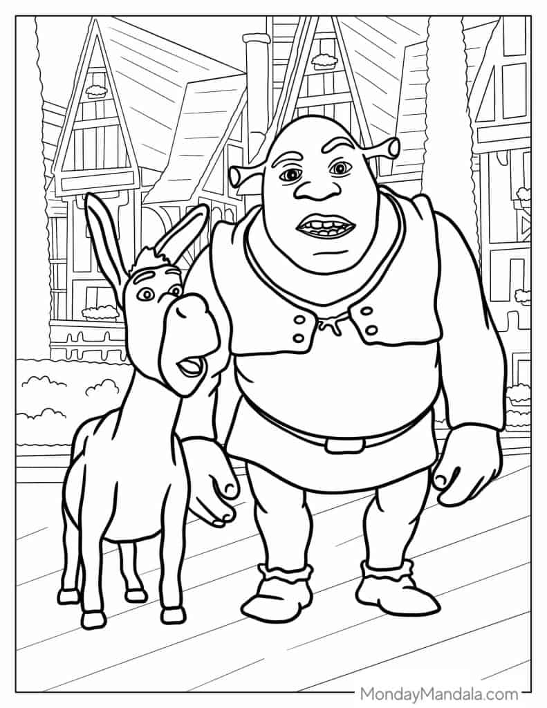 Shrek coloring pages free pdf printables