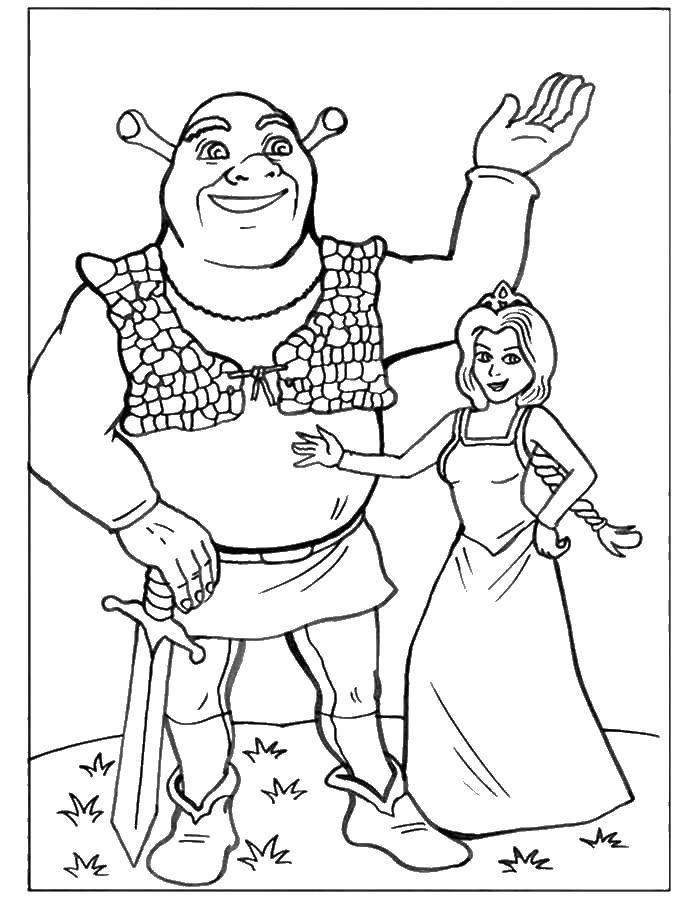 Online coloring pages shrek coloring shrek and fiona cartoon character