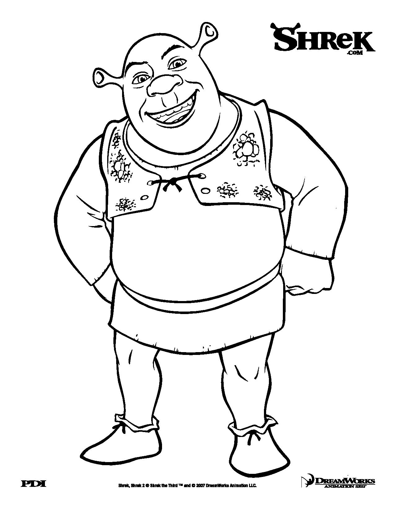 Free shrek drawing to print and color