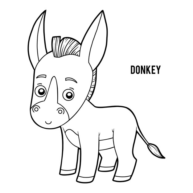 Premium vector coloring book for children donkey