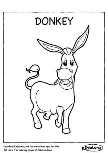 Download free donkey coloring page and educational activity worksheets for kids