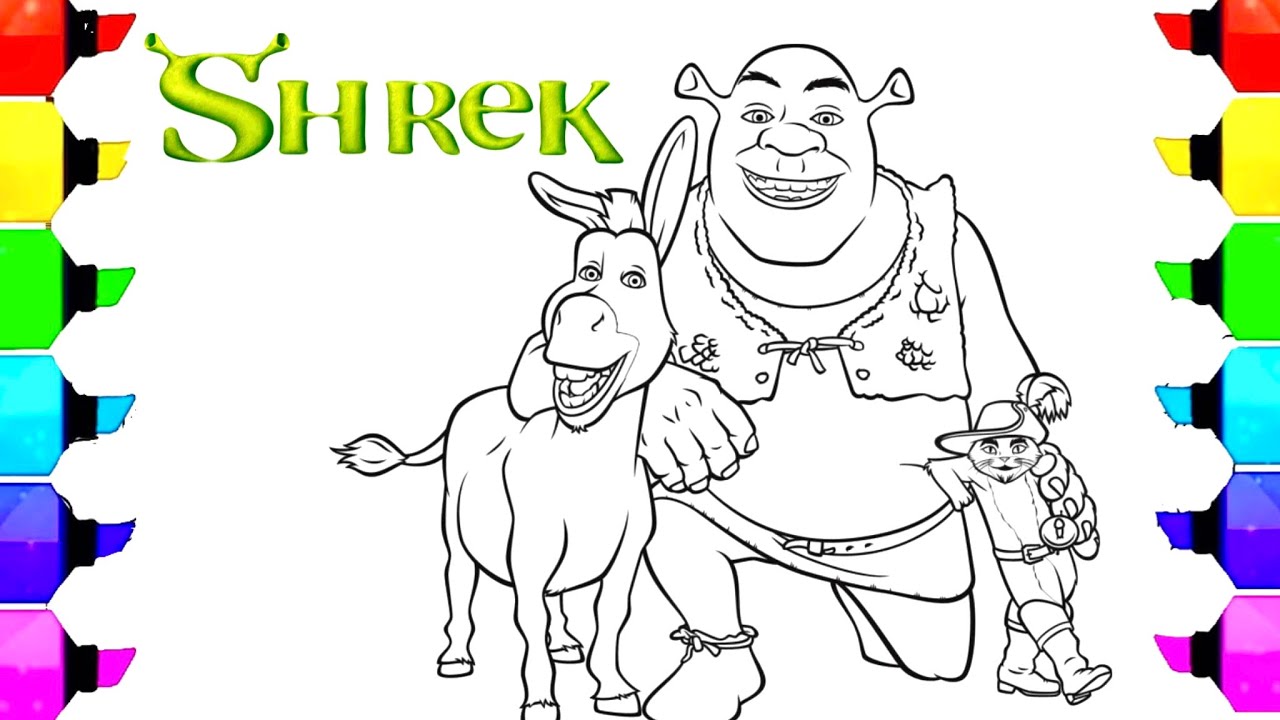 Coloring shrek how to color shrek donkey puss in boots ncs