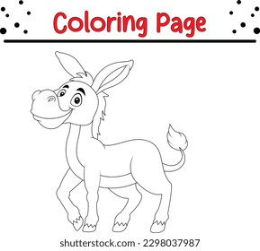 Cute donkey coloring page kids stock vector royalty free