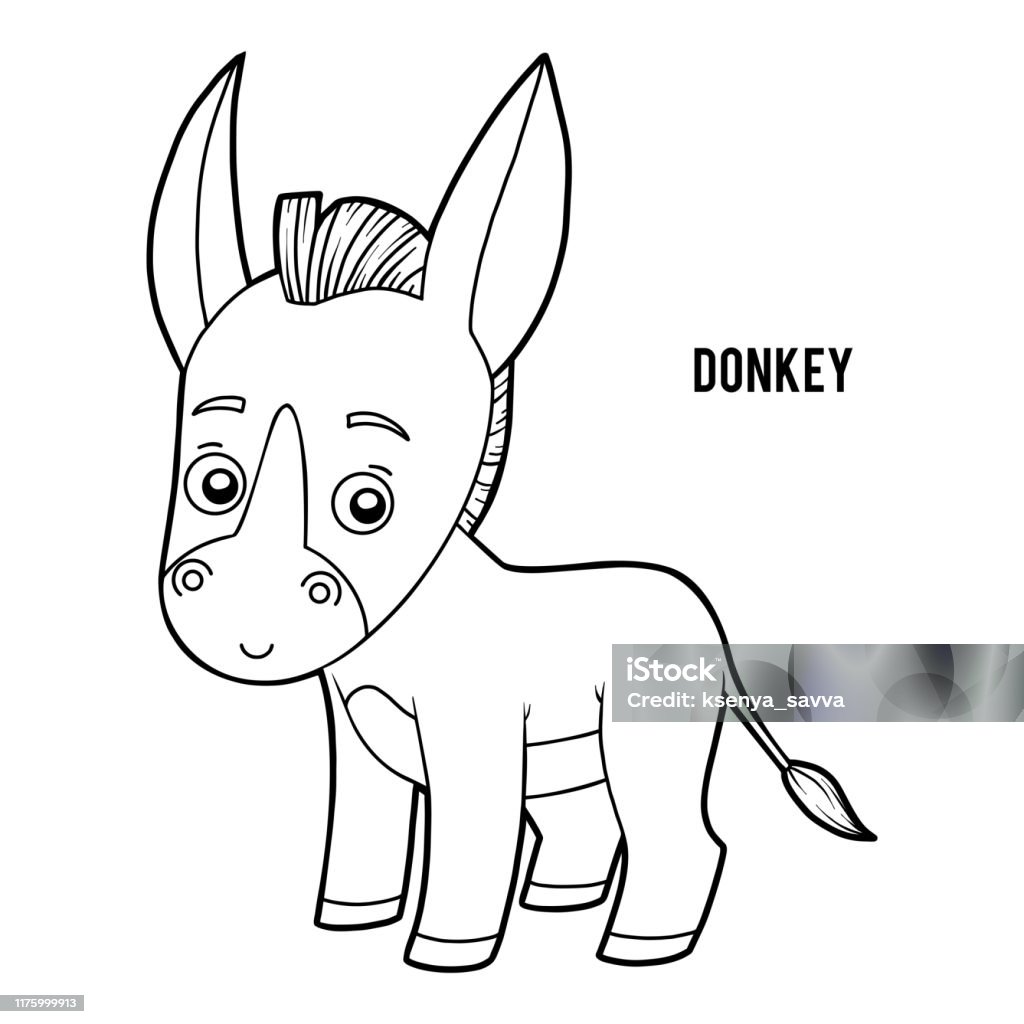 Coloring book donkey stock illustration