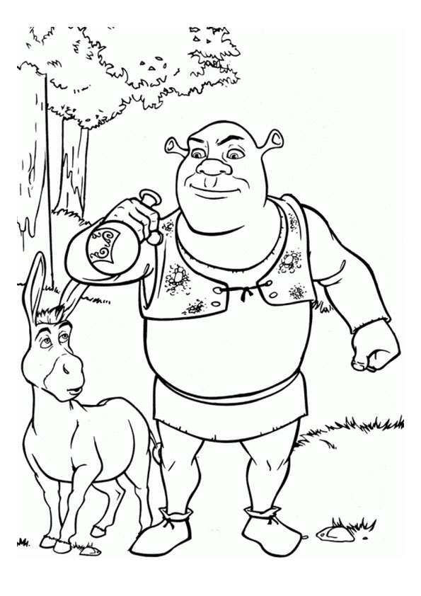 Coloring pages shrek with donkey coloring page