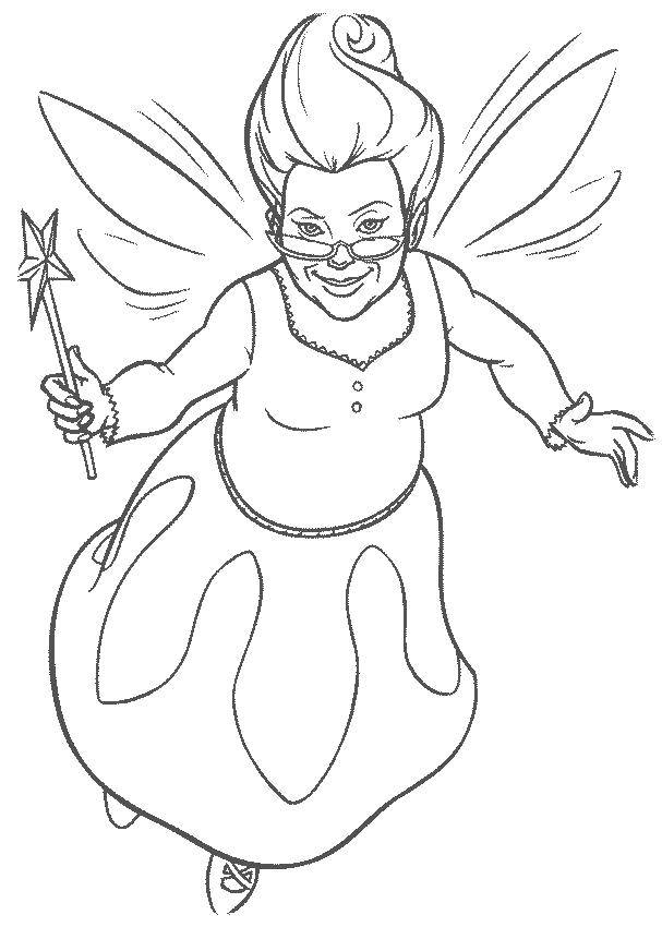 Online coloring pages coloring page fairy godmother from shrek shrek download print coloring page