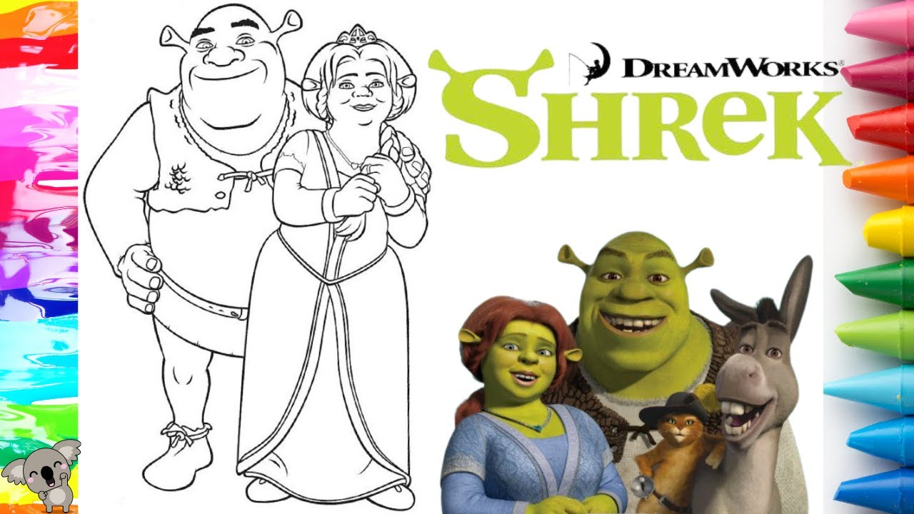 Shrek fiona coloring page color with e