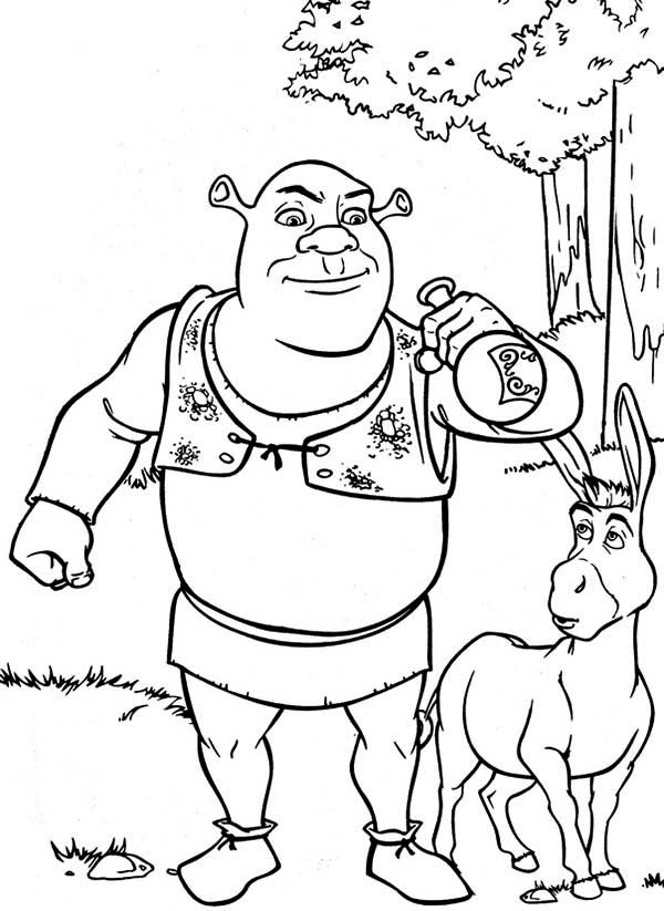 Shrek drink from bottle coloring page color luna coloring pages cartoon drawings disney shrek