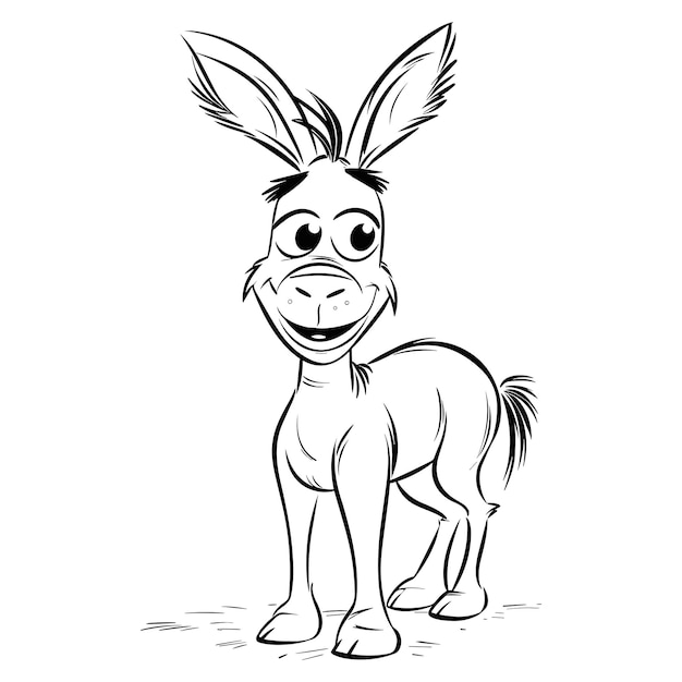 Premium vector cute donkey coloring pages