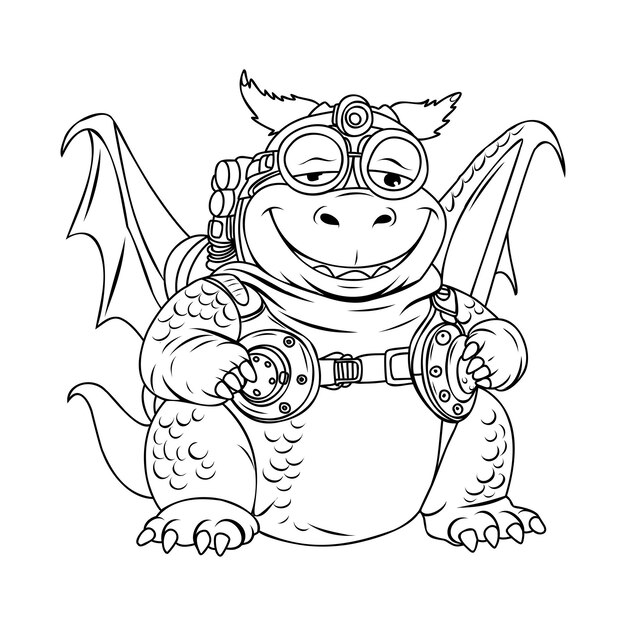 Premium vector dragon flyer coloring page fat dragon is funny symbol of coloring book