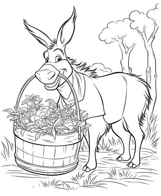 Premium vector donkey coloring pages for adults