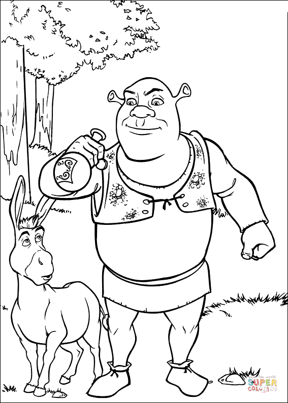 Shrek drinks the potion coloring page free printable coloring pages