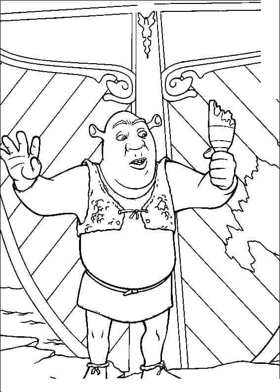 Shrek holding broken bottle coloring page