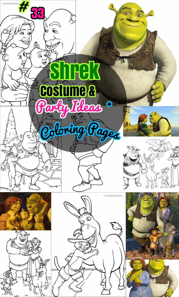 Diy shrek costume birthday party ideas and shrek coloring pages