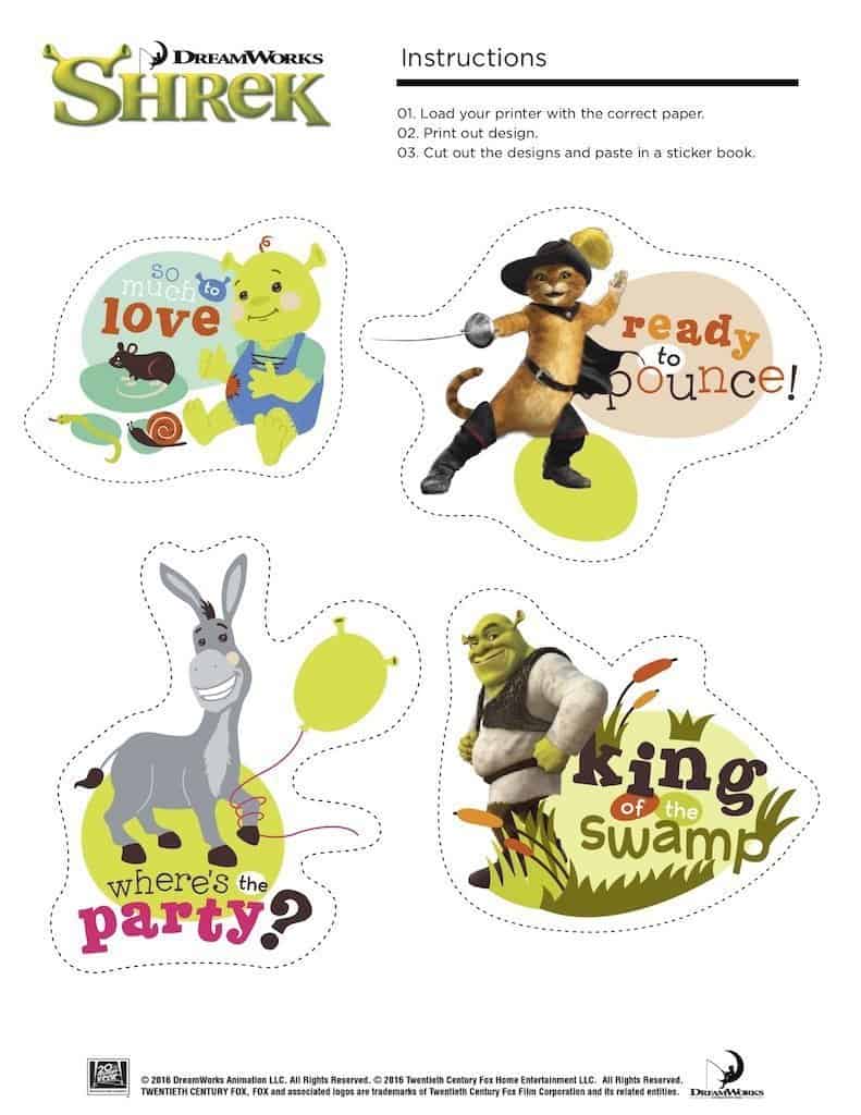 Free printable shrek sticker design