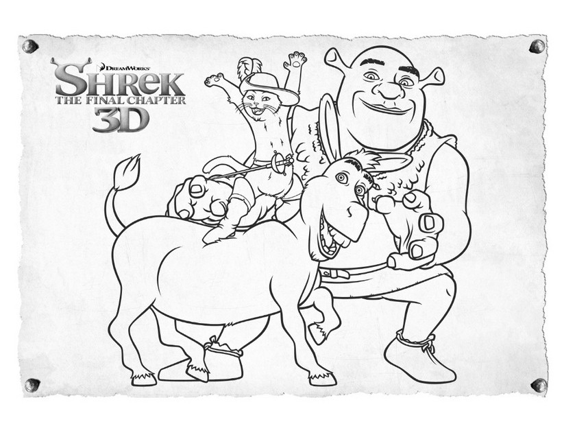 Free printable shrek coloring pages for kids