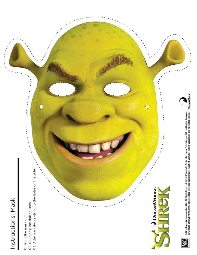 Shrek free printable masks shrek fiona donkey puss in boots