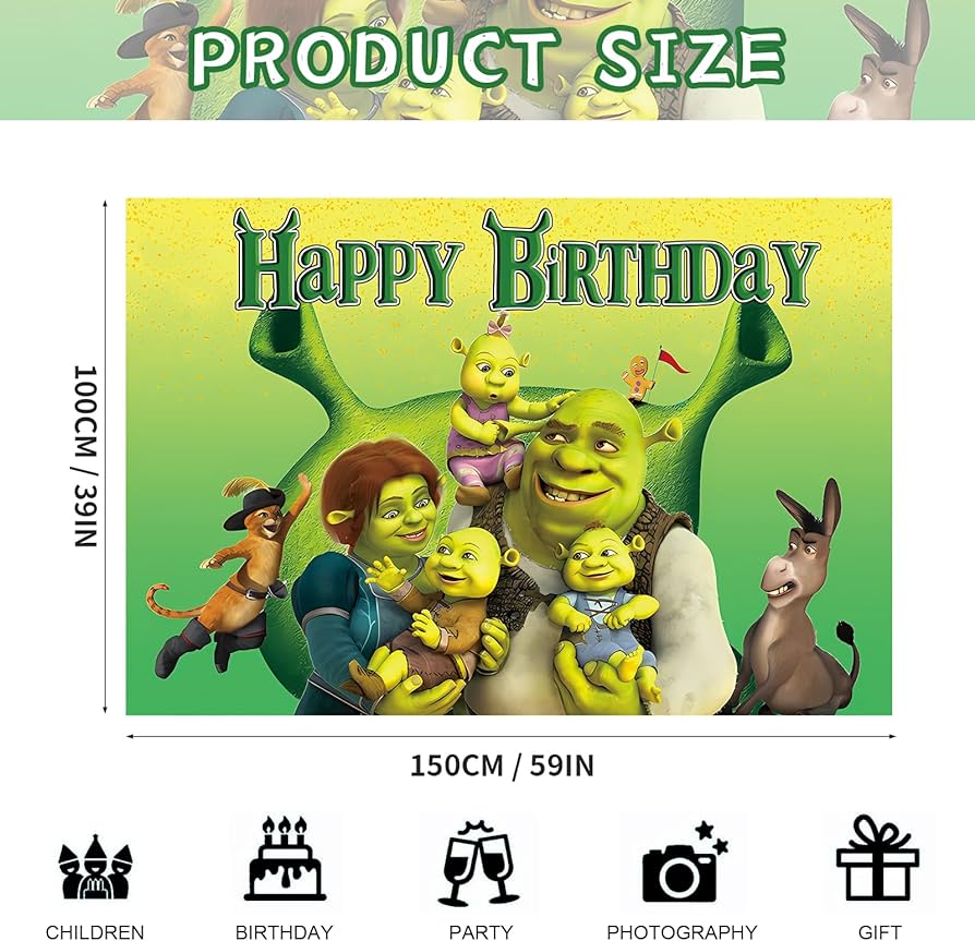 Shrek party decorations shrek themed happy birthday party banner backdrop for kids shrek party supplies background party favor baby shower electronics