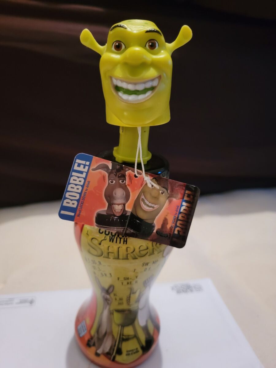 Vintage belly washers dreamworks shrek drink bottle sealed bobblehead top