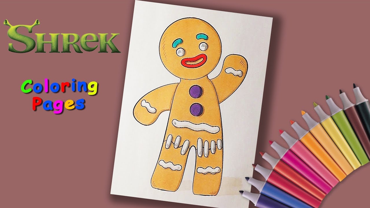 How to coloring gingerbread man from shrek coloring forkids