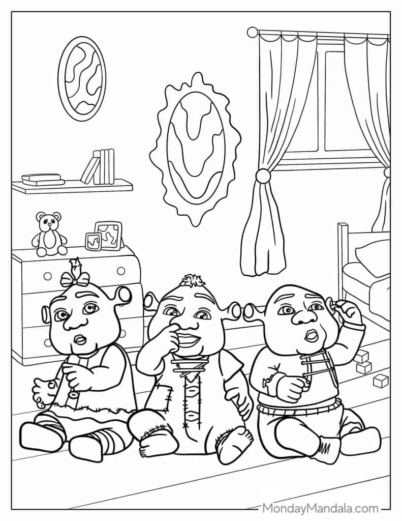 Shrek coloring pages free pdf printables